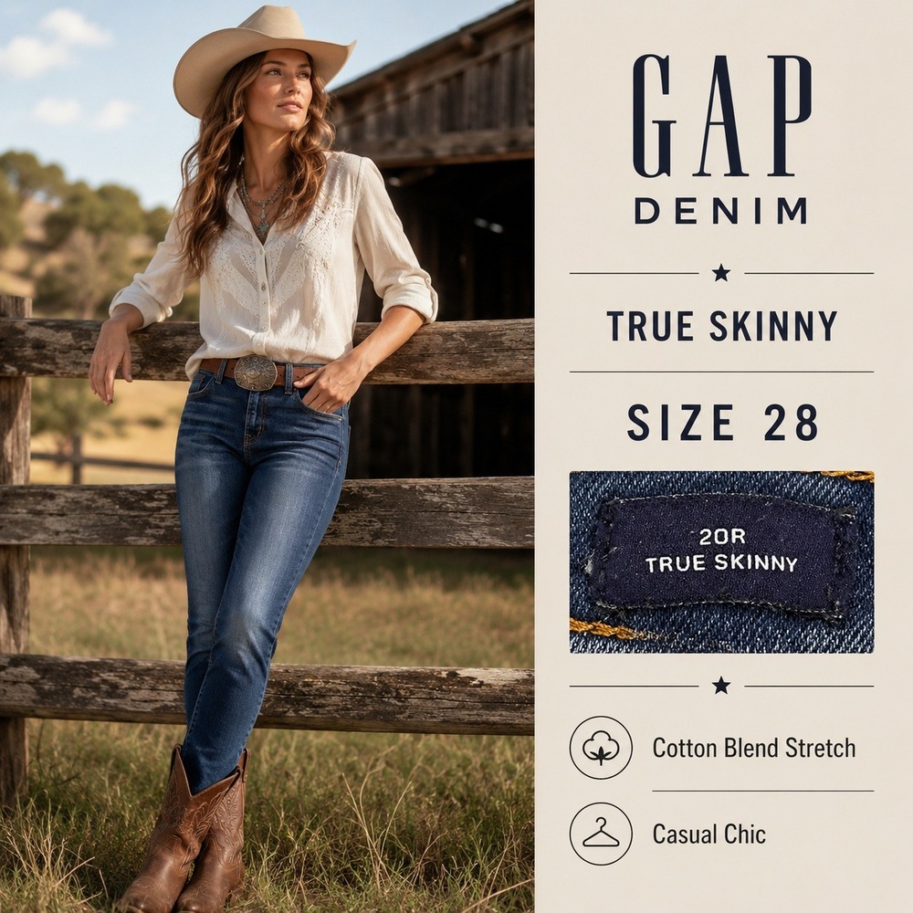 Gap True Skinny Jeans Womens 28/6 Dark Wash Denim Classic Cowgirl Punk Indie